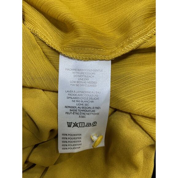 Anthropologie Long-Sleeve Yellow Polyester High-Neck Sheer Blouse Size M - Picture 5 of 5